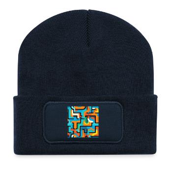 Flow of Colors Geometric Labyrinths - Recycled Patch Beanie - french navy - Front
