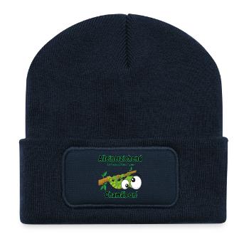 Single parent in training to become a chameleon saying - Recycled Patch Beanie - french navy - Front