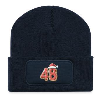 48 Number Biscuit Christmas - Recycled Patch Beanie - french navy - Front