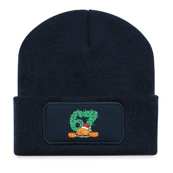 Gobble Christmas Roast Wreath number 67 thankfull - Recycled Patch Beanie - french navy - Front