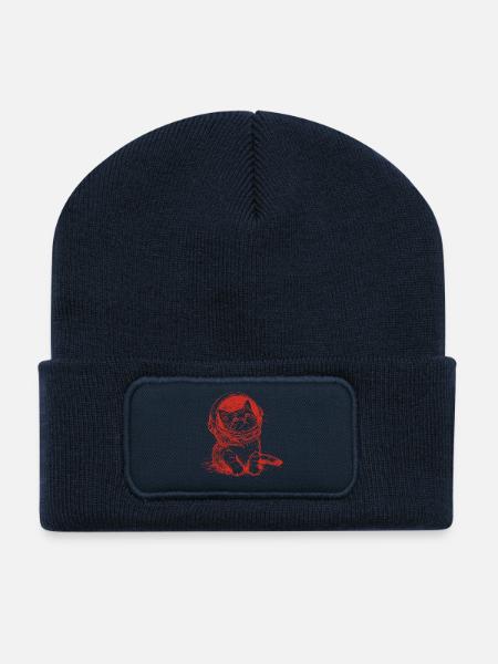 Astro Kitty - Beanie recyclé à patch - bleu marine