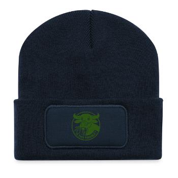 Is This Possible curiosity funny Buffalo Cow Stamp - Recycled Patch Beanie - french navy - Front