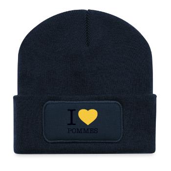 I love fries - Recycled Patch Beanie - french navy - Front
