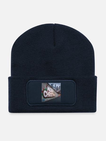 Urban Weihnachtsgraffiti von Santa - Recycelte Patch Beanie - French Navy