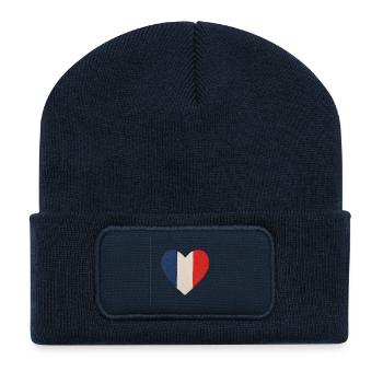 Cœur tricolore bleu blanc rouge - Beanie recyclé à patch - bleu marine - Devant