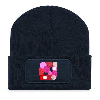 Floral lines over color wheels - Recycled Patch Beanie - french navy - Front