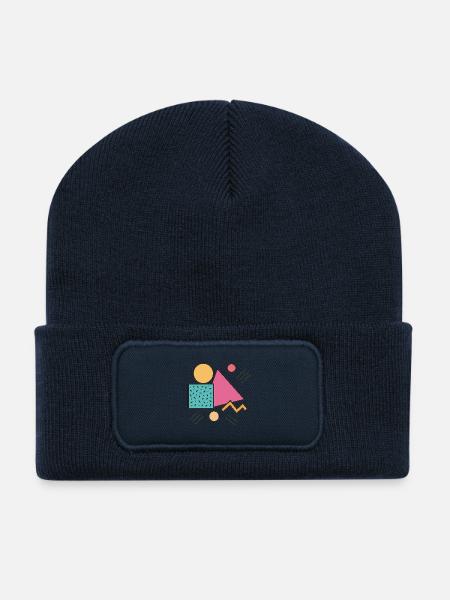 Retro-Geometrie - Recycelte Patch Beanie - French Navy