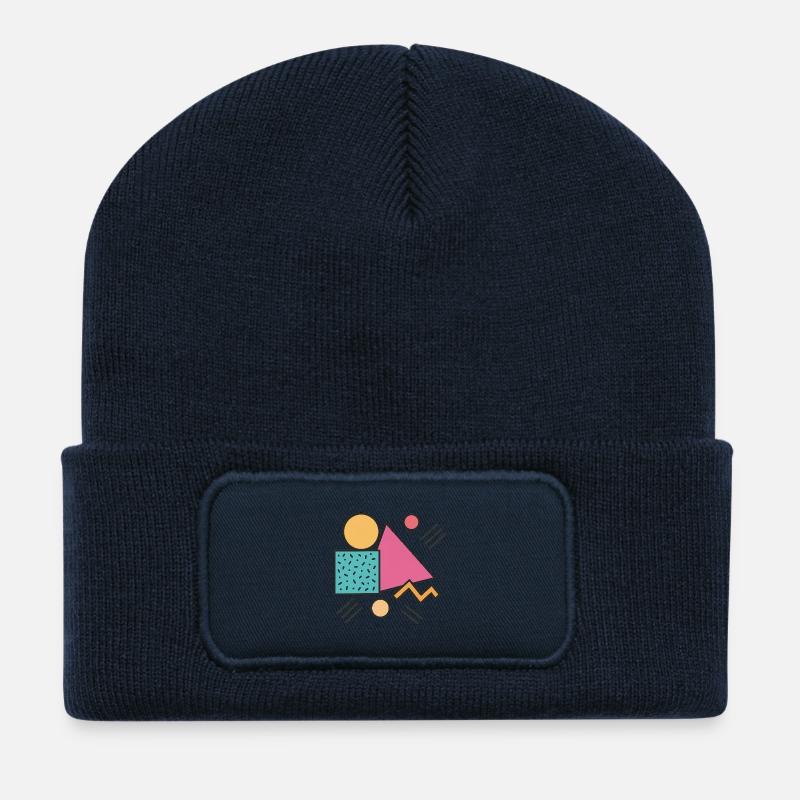Retro Geometry - Recycled Patch Beanie - french navy