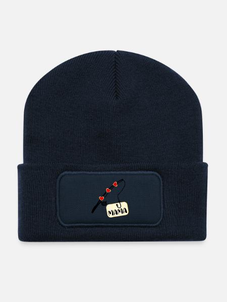 Angelrute Angeln Mutter Mama - Recycelte Patch Beanie - French Navy