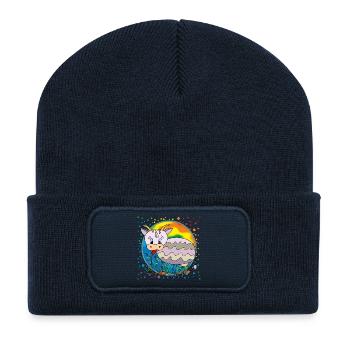Vache - Beanie recyclé à patch - bleu marine - Devant