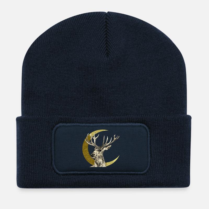 Cerf - Beanie recyclé à patch - bleu marine