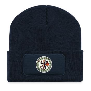 Dragon trompette en couronne de lierre - Beanie recyclé à patch - bleu marine - Devant