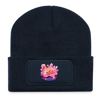 Sleeping fox in crystal cake - Recycled Patch Beanie - french navy - Front