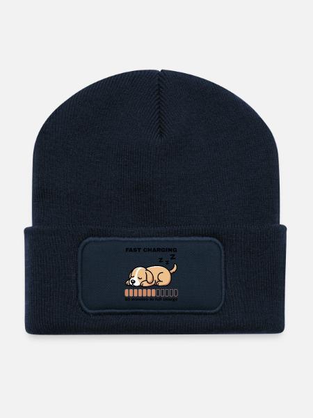 Powernap Dog – Charge rapide - Beanie recyclé à patch - bleu marine