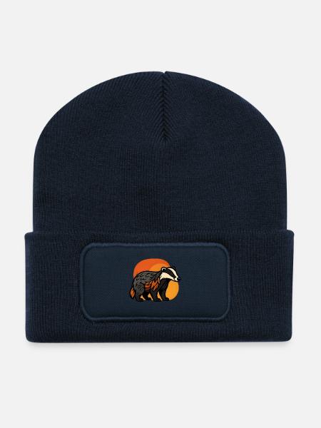 Badger at sunset - Recycled Patch Beanie - french navy