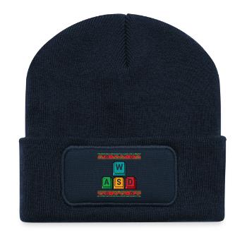 WASD Gamer Lustig Geschenk für Zocker - Recycelte Patch Beanie - French Navy - Vorne
