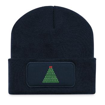 Snowflake Christmas tree with bow - Recycled Patch Beanie - french navy - Front