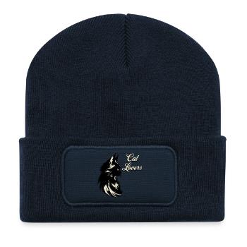 Cat Lover Silhouette - Recycled Patch Beanie - french navy - Front