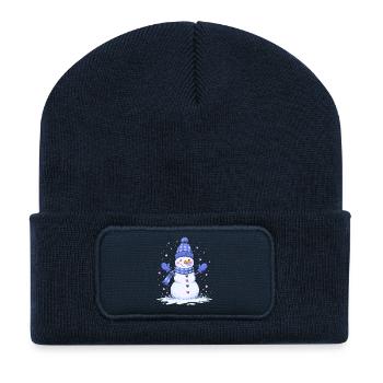 Mignon bonhomme de neige avec coeur - Beanie recyclé à patch - bleu marine - Devant