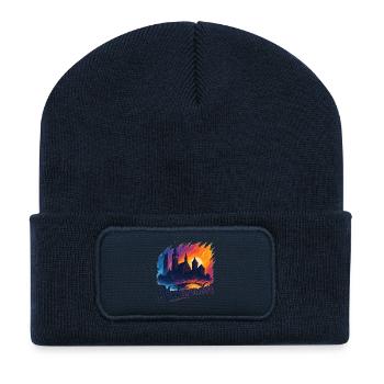 Neckarsulm Stadt Silhouette Neckar Geschenk - Recycelte Patch Beanie - French Navy - Vorne