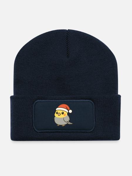 XMas Cockatiel - Beanie recyclé à patch - bleu marine