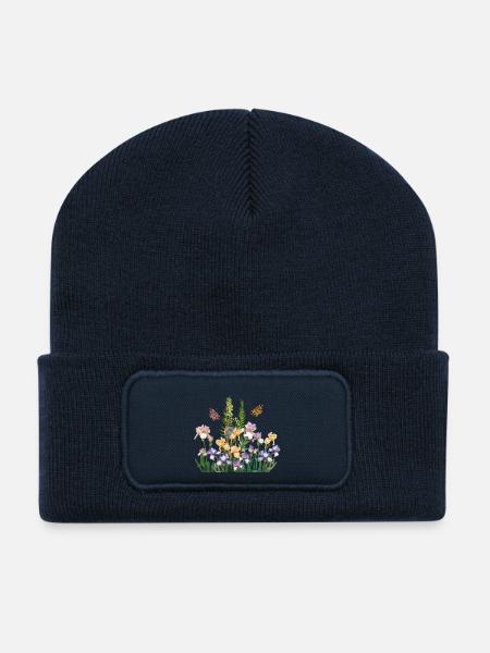 Im Garten der Schmetterlinge - Recycelte Patch Beanie - French Navy