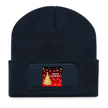 Funny Merry Christmas French Fries - Recycled Patch Beanie - french navy - Front