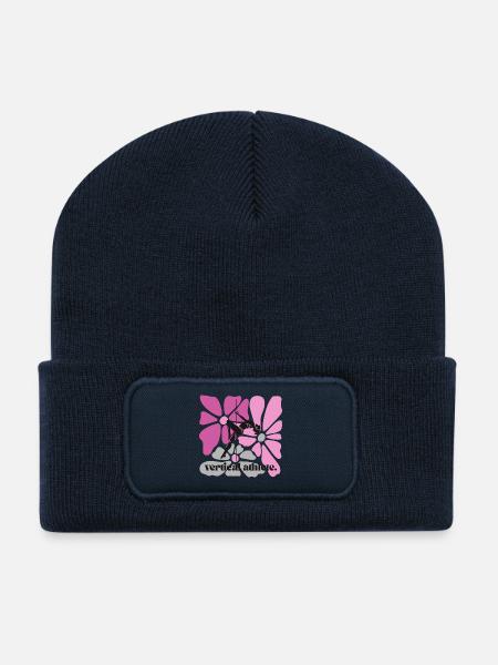 Vertical athlete in flower frame - Recycled Patch Beanie - french navy