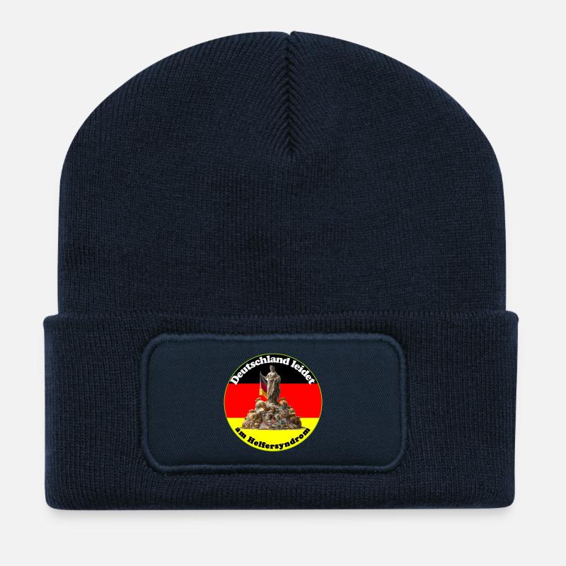 Deutschland hat ein Helfersyndrom - Recycelte Patch Beanie - French Navy