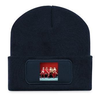 Application Le Quatuor du Père Noël sur la banque de casting - Beanie recyclé à patch - bleu marine - Devant