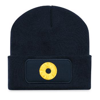Ananasscheibe im tropischen Illustrationsstil - Recycelte Patch Beanie - French Navy - Vorne