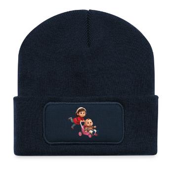 LASS UNS WEGFLIEGEN – Baby & Kinder - Recycelte Patch Beanie - French Navy - Vorne