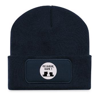 Katzen Leise Schnurren - Recycelte Patch Beanie - French Navy - Vorne
