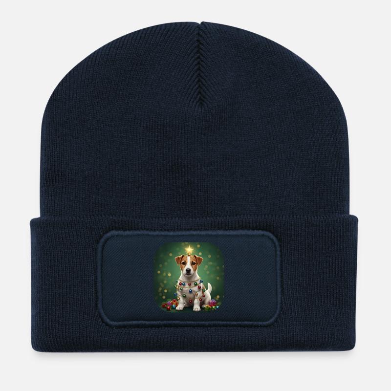 Petit étoilé enveloppé dans une guirlande - Beanie recyclé à patch - bleu marine