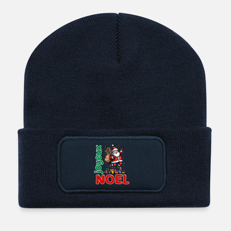Frohe Weihnachts-Weihnachtsmann-Cartoon-Geschenke - Recycelte Patch Beanie - French Navy