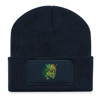 Psychedelic Cannabis Face - Recycled Patch Beanie - french navy - Front