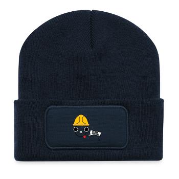 Koppie mit Bauarbeiterhelm  - Recycelte Patch Beanie - French Navy - Vorne