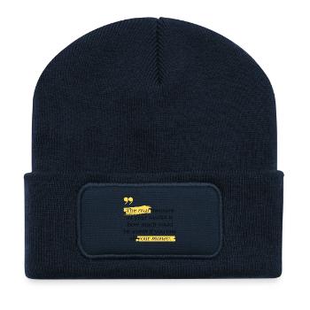 La vraie mesure de votre valeur - Beanie recyclé à patch - bleu marine - Devant
