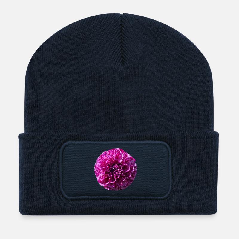 Dahlia pourpre - Beanie recyclé à patch - bleu marine