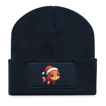 Goldfische Weihnachten Xmas - Recycelte Patch Beanie - French Navy - Vorne