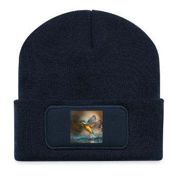 Explosion des couleurs du martin-pêcheur en vol - Beanie recyclé à patch - bleu marine - Devant