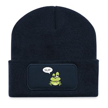 Little frog says sup - Recycled Patch Beanie - french navy - Front