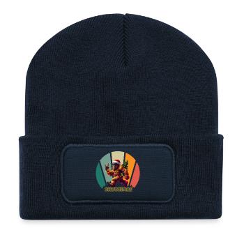 Bigfoot Noël rétro - Beanie recyclé à patch - bleu marine - Devant