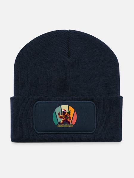 Bigfoot Christmas Retro - Recycled Patch Beanie - french navy
