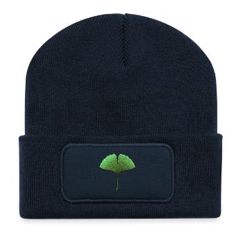 Aura de la feuille éventail de ginkgo - Beanie recyclé à patch - bleu marine - Devant