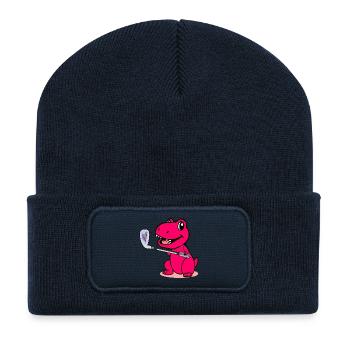 Süßer Dinosaurier – Kinder-Golfspieler - Recycelte Patch Beanie - French Navy - Vorne