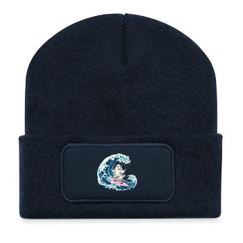 Moutons surfeurs sur la vague - Beanie recyclé à patch - bleu marine - Devant