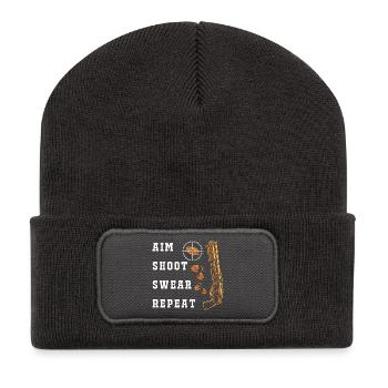 Schützenkönig Tontauben Scheiben Schützenfest - Recycelte Patch Beanie - Dunkelgrau - Vorne
