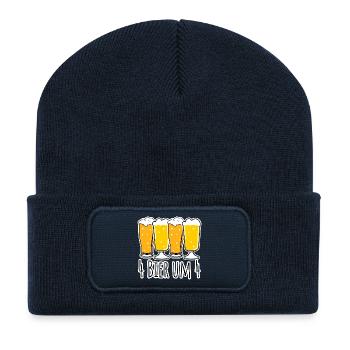 Kein Bier vor 4 und vier Bier ab 4! - Recycelte Patch Beanie - French Navy - Vorne