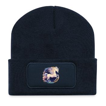 Galaxie licorne pastel - Beanie recyclé à patch - bleu marine - Devant